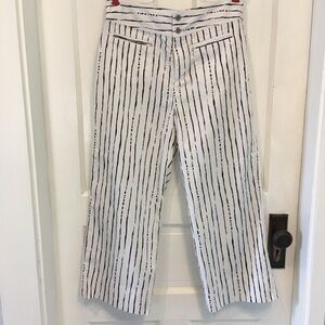 Chico’s White And Black Stripe High Rise Crop Pant